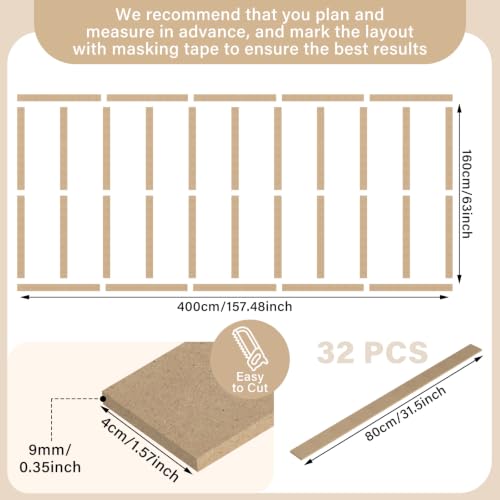 Weysat 1 Set Board and Batten Wall Panel Wainscoting Panel 157 x 63in - size: 157.48 x 62.99 inch