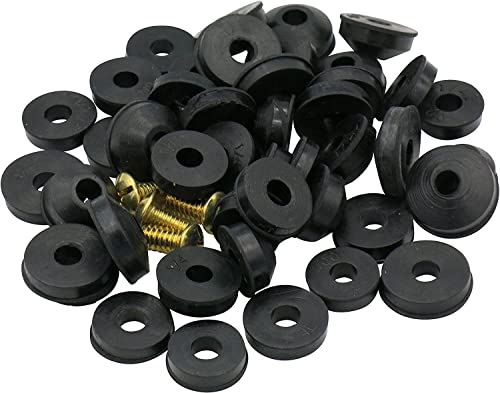 48 pc Faucet Washers and Brass Bibb Screws Assortment, Flat and Beveled Assortment DIY and Professional Repairs – Plumbing Emergencies, Worn Out Washer Replacements