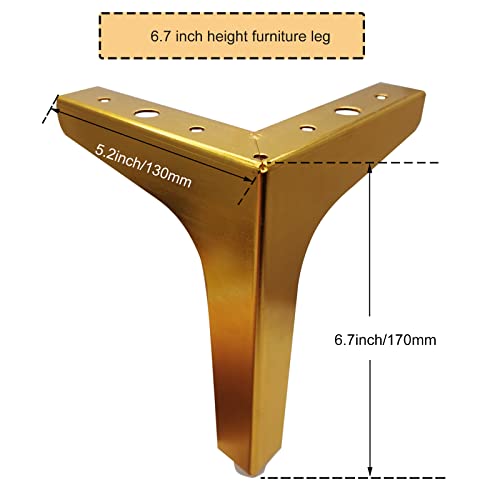 6.7 Inch Gold Furniture Legs, Legs for Furniture Set of 4 - color: Gold, size: 6.7 Inch