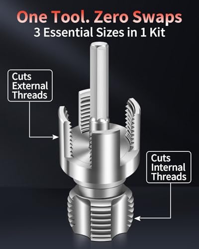 3PCS PVC Pipe Threader Kit for Drill,Internal & External Threads