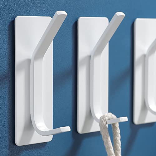 YIGII Towel Hooks/Adhesive Hooks - Heavy Duty Wall Hooks Stainless Steel Robe/Coat Towel Hooks for Bathroom and Bedroom, White 4-Packs - color: White