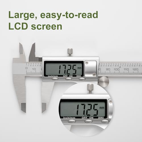 All-Metal Digital Caliper 0-12" Measuring Tool, Micrometer Caliper with Auto-Off Feature, Interchangeable Between inches and millimeters for DIY/Household and 3D Printing