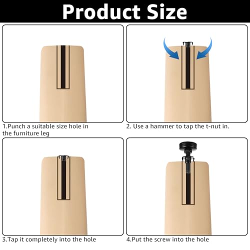 20Pack Adjustable Leveling Feet, 3/8”-16 Thread Heavy Duty Furniture Levelers, Adjustable Table Feet with T Nut Bolt for Chairs Cabinets Sofa Workbenches and Furniture Legs