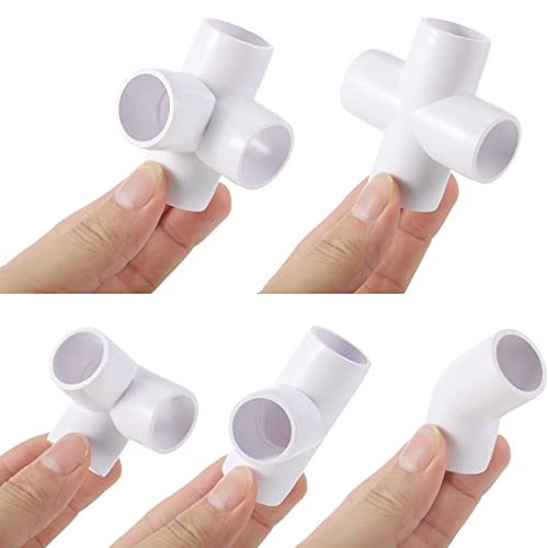 Xuniea 42 Pieces 3/4 Inch PVC Pipe Fittings Elbow Set Tent Connection Tee Heavy Duty PVC Elbow Fittings for Greenhouse Shed Pipe, Furniture Build and More - size: 3/4 Inch