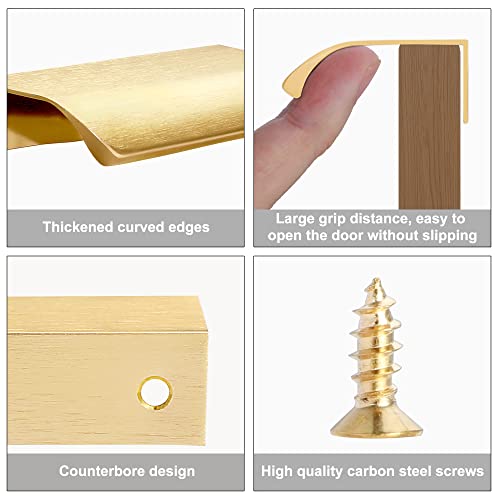 Malimali 10 Pack 6" Gold Edge Finger Pulls for Cabinets, Drawer Handles - color: Brushed Gold, size: 150mm/6" (10Pcs)