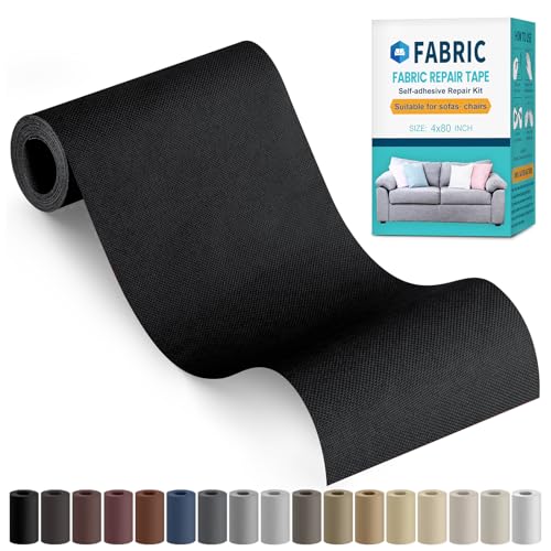 Fabric Repair Tape, 4"x80" Self-Adhesive Linen Repair Tape Patch Kit Black - color: Black, size: 4" x 80"