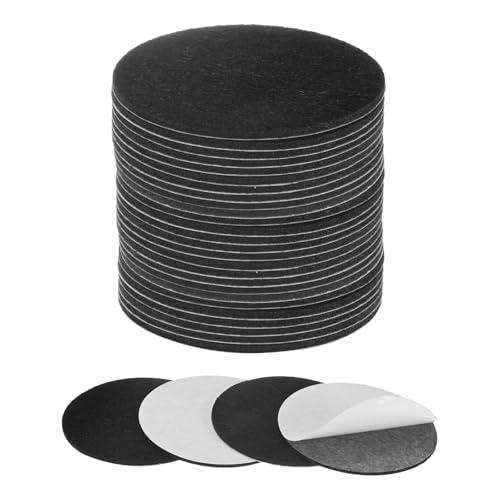 M METERXITY 30-Pack Lamp Base Felt, 3 Inch Dia. 2mm Thick Self Adhesive Round Fabric Felt Pads for Lamp/Furniture/DIY, Non-Slip Fiber Backed Patch Circles with Adhesive Backing [Black] - color: Black, size: 3" Dia