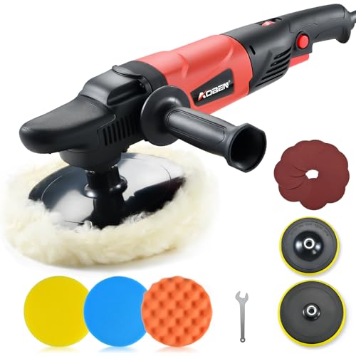 AOBEN Rotary Buffer Polisher,1200W 6-inch/ 7-inch Car Buffer,Car Polisher Waxer Kit with 6 Variable Speed 1000-3500RPM & 4 Polishing Pads,Detachable Handle for Boat,Car Polishing and Waxing - size: AT3501-A