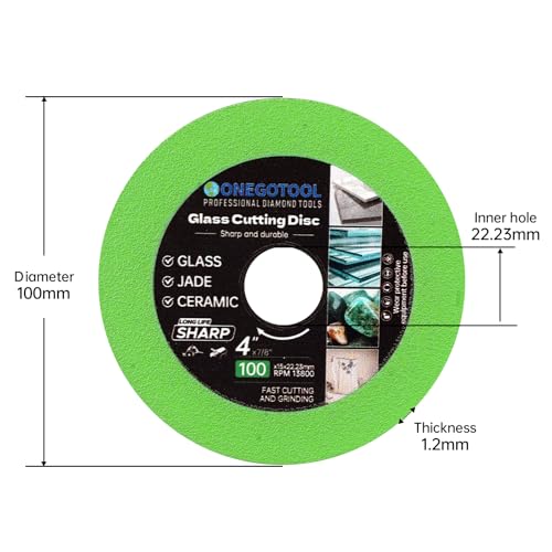 4 inch Tile Cutter Glass Cutting Disc for Angle Grinder, 7/8" Glass Ceramic Diamond Cutting Blade Disc for Grinding Jade, Crystal, Wine Bottles, Tile. (3pcs) - size: 4"