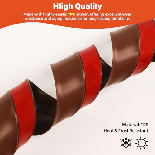 Elvone Garage Door Seal Top and Sides with Nails, 40 FT, Brown - color: Brown, size: 40ft