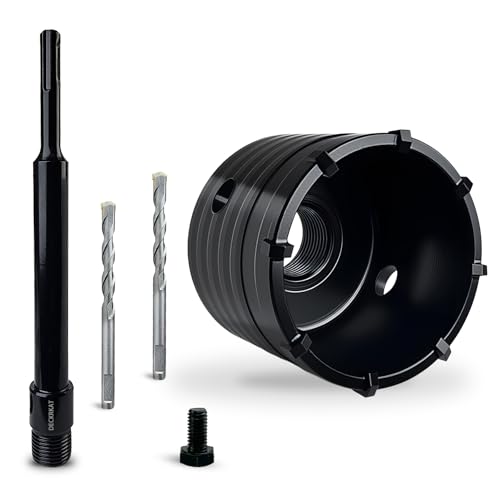 DECKRKAT 3" Concrete Hole Saw Kit,Electroplated Black Quenching Tech,Heavy-Duty Thickened Alloy Teeth,SDS Plus Shank & 2 Center Bits for Concrete,Brick,Stone. - size: (75mm)3"