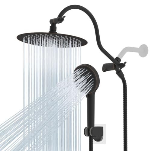 Hibbent All Metal High Pressure Shower Head, 10'' Rainfall Shower Head - color: Oil Rubbed Bronze Finished, style: Round 10''
