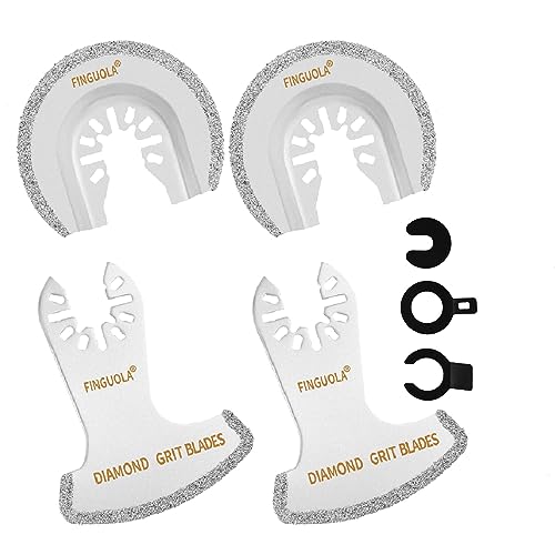 Oscillating Tool Blades, 4Pcs Diamond Carbide Multi Tool Blades for Grout Removal and Soft Tile Cut, Semi Circle Finger Segment Swing Grit Grout Oscillating Saw Blades - color: 4pcs set