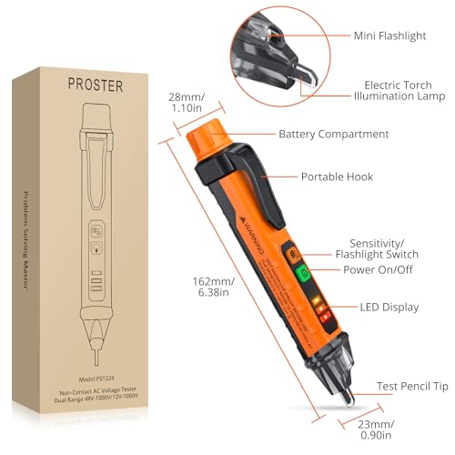 Proster Non-Contact Voltage Tester Pen Adjustable 12-1000V/48-1000V