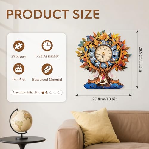 3D Wooden Puzzles for Adults-Tree of Life Clock Puzzle-Adult Craft - color: Tree of Life Clock