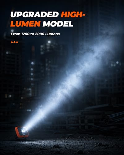 Rechargeable Work Light, 2000LM Magnetic Work Light with 4 Lighting Modes - color: Orangish