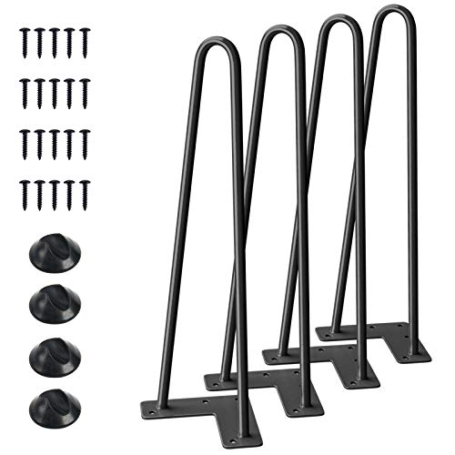 SMARTSTANDARD 16" Hairpin Furniture Legs, Black 4PCS - color: Black, size: 16 Inch