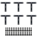SAYAYO T Brace, 120x120mm (5" x 5") T Brackets Mending Plate Flat Repair Plates Joining Bracket Brace, Stainless Steel Matte Black, 6 Pcs - color: Black, size: 120x120mm-6pcs, style: T Shape