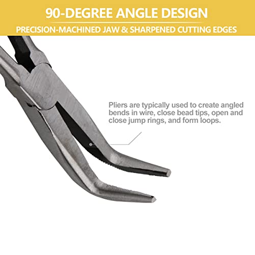 Long Reach Long Nose Pliers, 11" 90 Degree Bent Nose Pliers for Mechanics, Technicians or Home Repairing - size: 90 Degree Bent Nose