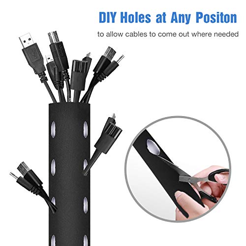 JOTO 2 Pack Cable Management Sleeve -Black, 2 Large - color: Black, size: 2 Pack, 130 Inches