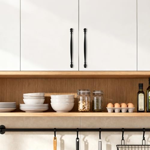 10 Pack 7-1/2 Inch(192mm) Kitchen Cabinet Handles Matte Black Cabinet Pulls Zinc Alloy Drawer Pulls Solid Kitchen Hardware - color: Matte Black, size: 7-1/2'' Hole Center(192mm)
