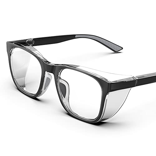 Safety Glasses Anti-Fog Eye Protection Blue Light Blocking Glasses for Women Men - color: Black&grey