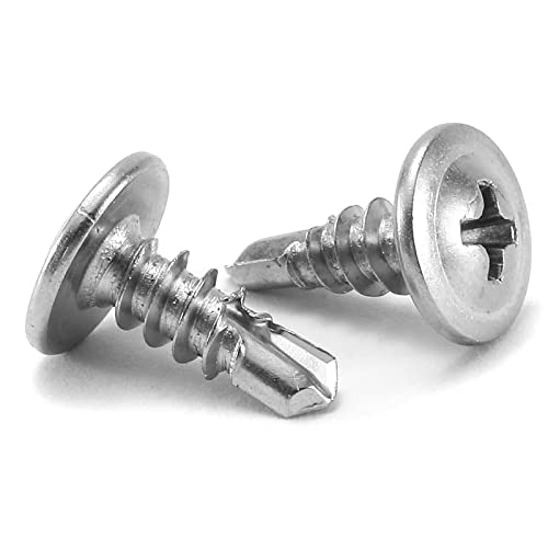 #8 x 1/2" Sheet Metal Screws 500PCS 410 Stainless Steel Truss Head Fast Self Tapping Screws by SG TZH - color: Silver, size: #8 x 1/2"
