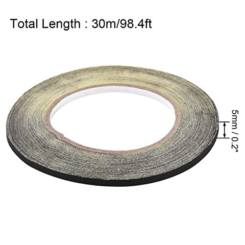 uxcell 5mm Acetate Cloth Tape for Laptop Electric Auto Guitar Repair High Temperature Adhesive Tape Black 30m/98.4Ft - size: 5mm