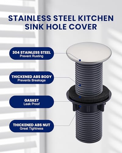 Kitchen Sink Hole Cover, Brushed Stainless Steel Faucet Hole Cover - color: Brushed