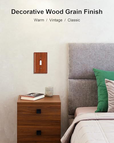 2-Pack Natural Bamboo Fiber Single Toggle Light Switch Covers Wall Plate - color: Wood Grain, size: 1 Toggle 2PK