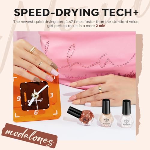 modelones Nail Polish Set 6 Colors, Fall Winter Brown Nude Silver Glitter Nail Polish Skin Tone Collection Quick Dry Mini Manicure DIY Nail Art Salon Home Gifts For Women Girl - color: A7 Gold Fall