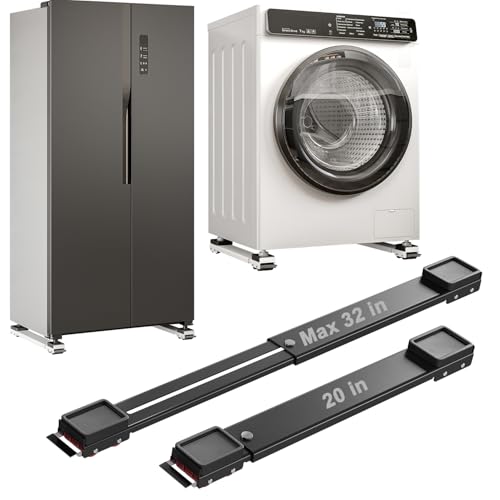 Appliance Rollers Heavy Duty 20-32in New Generation Extendable Appliance Rollers Anti Slip Mobile Washing Machine Base Easily Move Dryers, Refrigerators, Furniture (Black-Upgrade wheel) - color: Black-Upgrade wheel