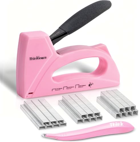 Pink Staple Gun for Crafting Projects, Light Duty Staple Gun for Wood - color: Pink