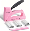 Pink Staple Gun for Crafting Projects, Light Duty Staple Gun for Wood - color: Pink