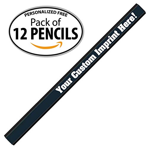 Express Pencils Black Custom Carpenter Pencil Personalized imprinted with your Name, Logo or Message - Pack of 12- USA Made (Black) - color: Black