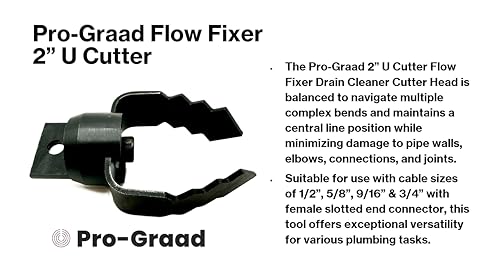 Flow Fixer Drain Cleaner U Cutter Head 2", Slotted Connector, 2UC - style: 2" U Cutter