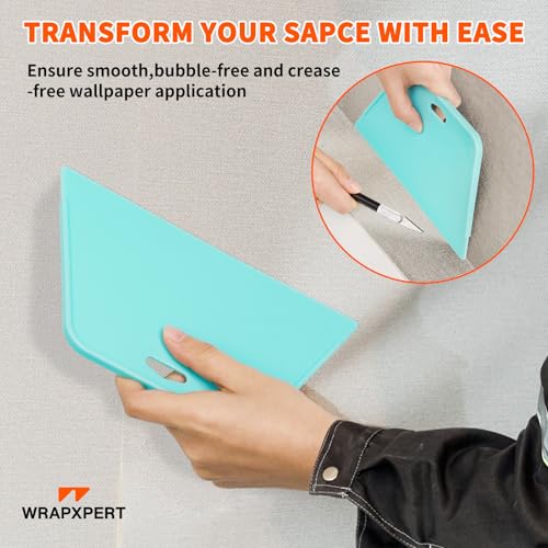 WRAPXPERT Wallpaper Tools, Smoothing Tools for Peel and Stick Wallpaper Applying, DIY Tool Kit for Contact Paper, Vinyl Backsplash, with Smoothing Squeegee, Felt Scraper, Edge Tool, Craft Knife - color: 01 Basic Kit