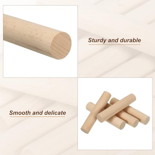 PATIKIL 3/4 x 4 Inch Dowel Rods Wood Sticks Unfinished Round Dowels 10pcs - size: 3/4"x4"