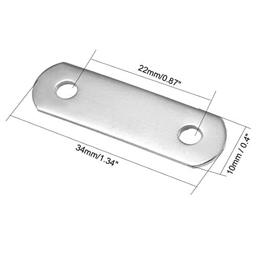 uxcell Repair Plate, 34mmx10mm, Flat Fixing Mending Corner Brace Bracket Connector, Pack of 50 - size: 34mm x 10mm