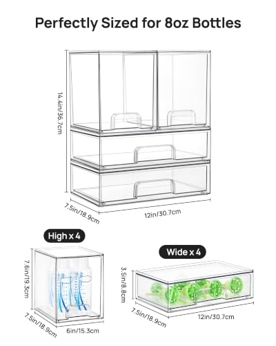 Vtopmart Clear Stackable Storage Drawers Set of 8, Plastic Organizer Bins - style: 4 High+4 Wide