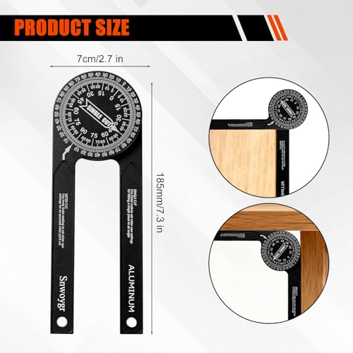 7 Inch Aluminum Miter Saw Protractor, Upgraded High-Precision Angle Measuring Tool, Includes Adjustment Wrench, Ideal for Carpenters, Plumbers, Construction Workers, and Home DIY Enthusiasts