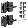 Heavy Duty Self Closing Gate Hinges for Metal/Vinyl/PVC/Wood Fence,90 Degree Narrow Wood Door Hinges with Adjustable Tension,Gate Closer Hinges for Swing Door,Gate Hardware Kit,2 Pack/Set,Black Finish