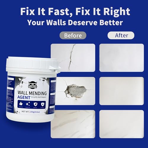 Breliter Drywall Patch Repair Kit - Drywall Repair Kit for Wall Texture, Holes, Cracks, Graffiti & Stains, Patches/Scrapers/Sandpaper/Texture Sponge/Putty Knife, Formaldehyde-Free, White (8.8oz)