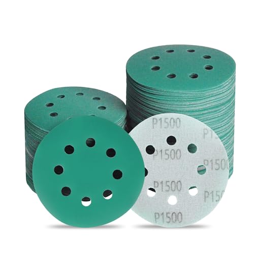 5 Inch 8 Hole P1500 Grit Zirconia Wet Dry Sanding Discs - 50 Pack - size: 1500 Grit