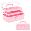 BTSKY 3-Layer Plastic Dividing Storage Box Craft Organizer and Storage - color: Pink