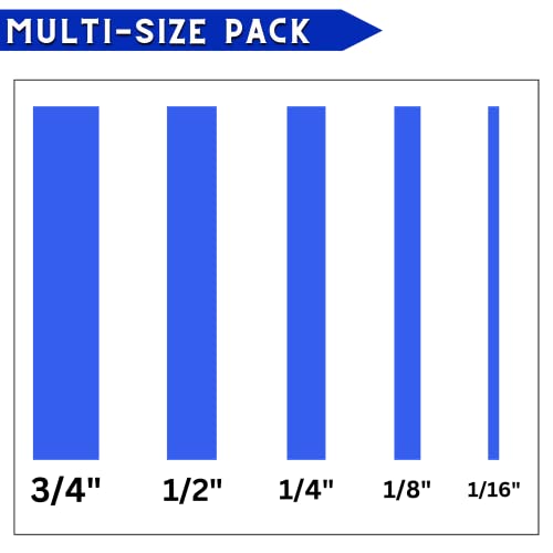 5 Rolls Pinstripe Tape - Masking Tape 1/16", 1/8", 1/4", 1/2", 3/4" - Thin Painters Masking Automotive Tape for DIY, Car, Auto, Paint, Art, Tumblers (Blue) - color: Blue