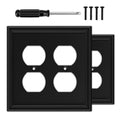 2 Pack Matte Black Decorative Double Outlet Covers Wall Plate - size: 2 Duplex 2 Pack