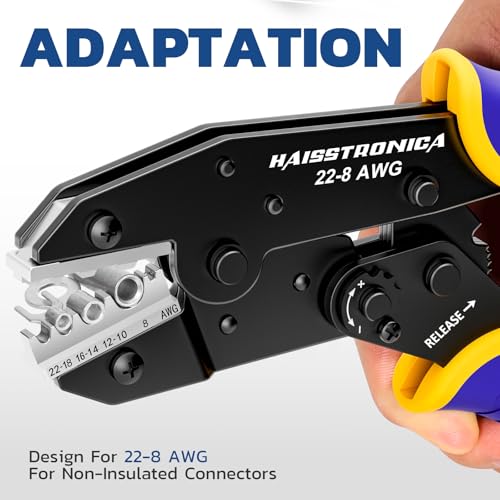 haisstronica Crimping Tool for Non-Insulated Terminals, AWG 22-8, HS-7327