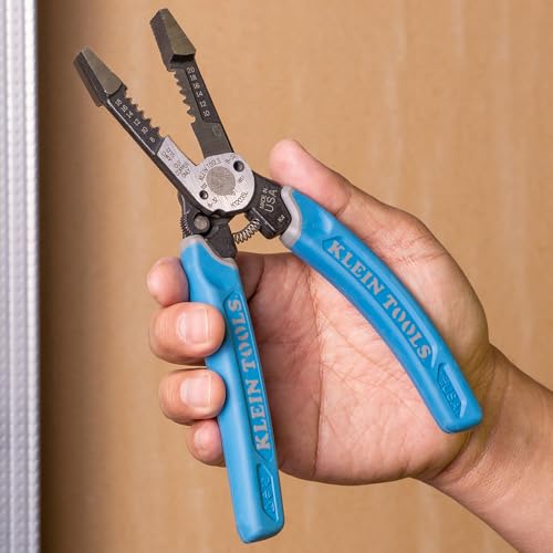 Klein Tools K12035L Klein-Kurve Wire Cutters, Made in USA, Heavy Duty Wire Stripping Tool with Lock, 8-20 AWG - size: Wire Stripper with Lock