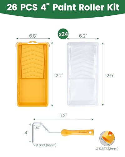 Voomey 4 Inch Paint Roller Tray Set